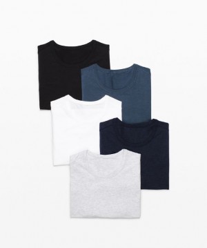 Lululemon 5 Year Basic T-Shirt 5 Pack Blast Herr Svarta Blå Ljusgrå Vita Marinblå | AVXC-56789