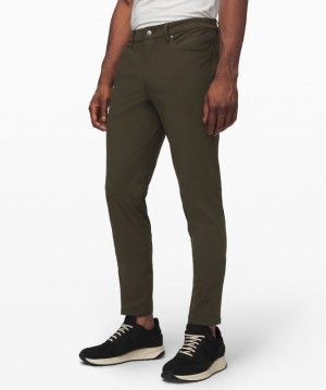 Lululemon ABC Pant Slim 34L Byxor Herr Mörkolivgröna | NZDJ-91382