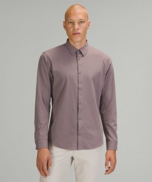 Lululemon Airing Easy Long Sleeve Button Up Shirt Ventlight Mesh Blast Herr Lunar Rock | NUFL-27190