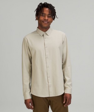 Lululemon Airing Easy Long Sleeve Button Up Shirt Ventlight Mesh Blast Herr Beige | KZER-69435