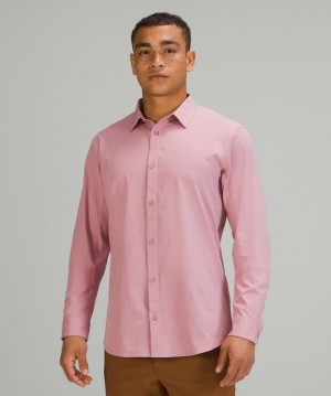 Lululemon Airing Easy Long Sleeve Button Up Shirt Ventlight Mesh Blast Herr Rosa Grå Bruna | GLKH-92056