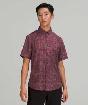 Lululemon Airing Easy Short Sleeve Button Up Shirt Ventlight Mesh Blast Herr Olika Färger | NYZM-75301