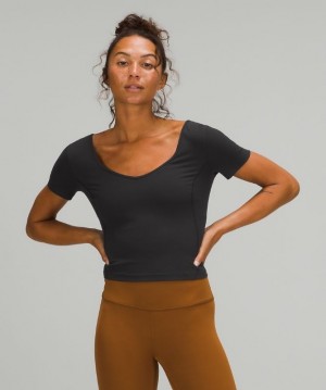 Lululemon Align Cropped T-Shirt Blast Dam Svarta | LMPV-93246
