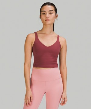 Lululemon Align Cropped Tank Top Blast Dam Vinröda | PUMI-79238