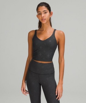 Lululemon Align Cropped Tank Top Blast Dam Svarta | XUIB-43051