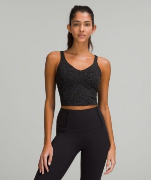Lululemon Align Cropped Tank Top Blast Dam Leopard Camo Svarta Olika Färger | URWV-21036