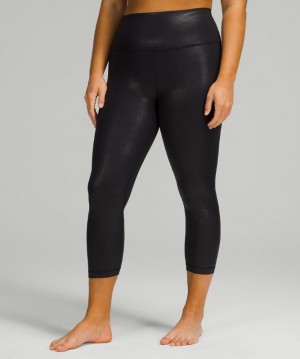 Lululemon Align High-Rise Crop 23 Shine Leggings Dam Svarta | ARGM-63970