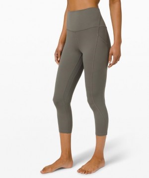 Lululemon Align High-Rise Crop with Pockets 23 Leggings Dam Grå Olivgröna | GUPJ-74635