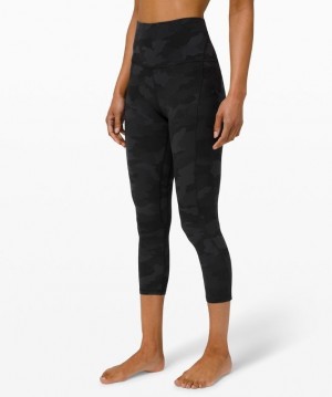 Lululemon Align High-Rise Crop with Pockets 23 Leggings Dam Camo Svarta Olika Färger | COQF-62397