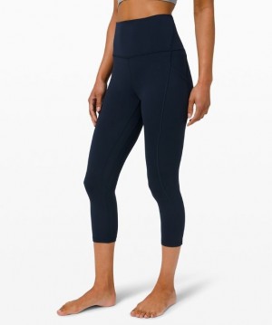 Lululemon Align High-Rise Crop with Pockets 23 Leggings Dam Marinblå | BDOF-76034