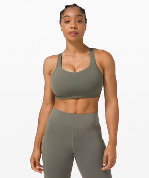 Lululemon All Powered Up Bra Medium Support, A Sport BH Dam Grå Olivgröna | DTUO-02574