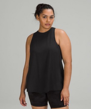 Lululemon All Tied Up Tank Top Pima Cotton Blast Dam Svarta | TBWM-87539