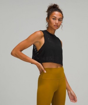 Lululemon All Yours Crop Tank Top Veil Blast Dam Svarta | FLZI-64175