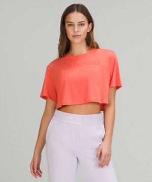 Lululemon All Yours Cropped Graphic T-Shirt Blast Dam Korall | GOVI-89576