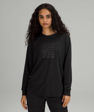 Lululemon All Yours Graphic Long Sleeve Shirt Blast Dam Svarta | XGET-86527