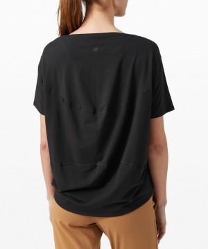 Lululemon Back In Action Short Sleeve Blast Dam Svarta | SCBJ-87423