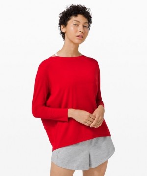 Lululemon Back in Action Long Sleeve Blast Dam Mörkröda | SPGA-23675