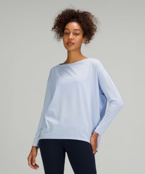 Lululemon Back in Action Long Sleeve Blast Dam Blå Beige | IACJ-36240