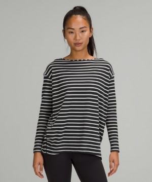 Lululemon Back in Action Long Sleeve Blast Dam Svarta | EGFZ-27360