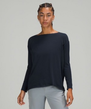 Lululemon Back in Action Long Sleeve Blast Dam Marinblå | BLKH-79410