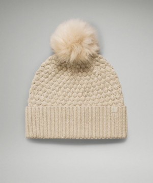 Lululemon Bubble Knit Pom Beanie Hatt Accessories Beige | YIFG-52738