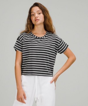 Lululemon Cates Tee Blast Dam Mörkgrå Vita | XPJB-29605