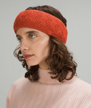 Lululemon Chevron Knit Ear Warmer Hatt Accessories Orange | MWSK-64128