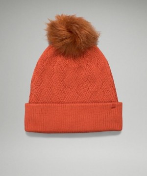 Lululemon Chevron Knit Pom Beanie Hatt Accessories Orange | QAFH-25780