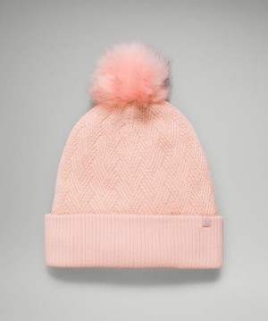 Lululemon Chevron Knit Pom Beanie Hatt Accessories Rosa Vita | PTNW-17069