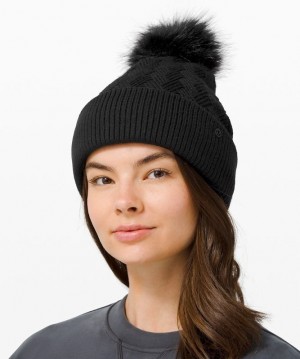 Lululemon Chevron Knit Pom Beanie Hatt Accessories Svarta | HGTY-62370