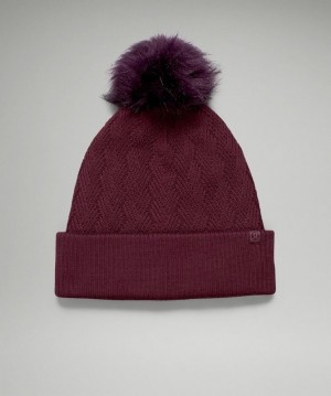 Lululemon Chevron Knit Pom Beanie Hatt Accessories Cassis | XHPA-50743