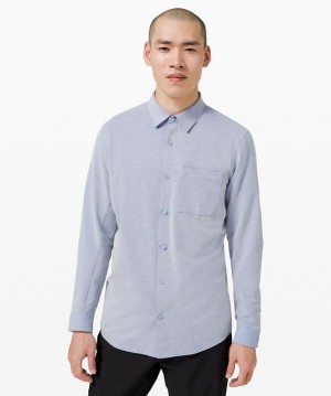 Lululemon Commission Long Sleeve Shirt Blast Herr Blå Vita | VSQB-81924