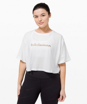 Lululemon Cortes Crop T-Shirt Logo Blast Dam Vita | YVNC-52817