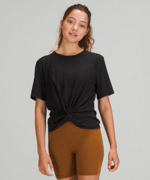 Lululemon Crescent T-Shirt Blast Dam Svarta | ZJGY-49235