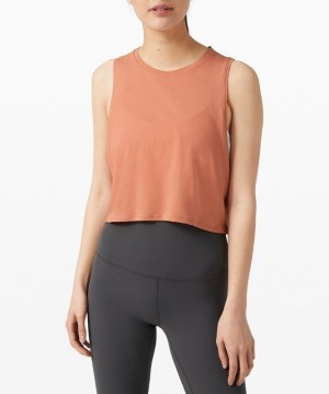 Lululemon Cut Back Crop Tank Blast Dam Korall | LAMF-91748