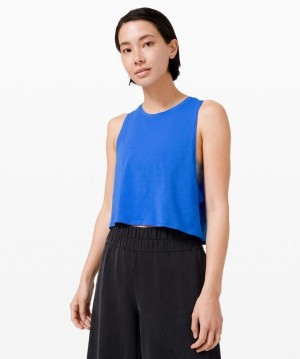 Lululemon Cut Back Crop Tank Blast Dam Wild Bluebell | HSXV-40193