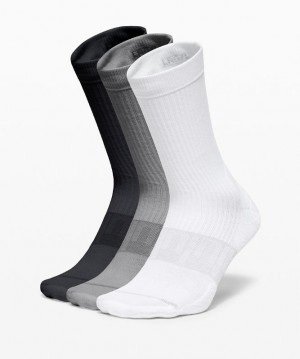 Lululemon Daily Stride Crew Sock 3 Pack Strumpor Accessories Vita Grå Svarta | HUMI-72895