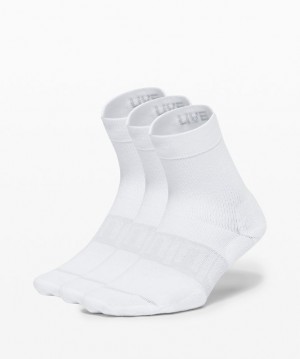 Lululemon Daily Stride Mid Crew Sock 3 Pack Strumpor Accessories Vita | SKAH-49637
