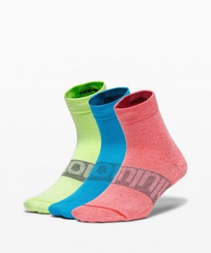 Lululemon Daily Stride Mid Crew Sock 3 Pack Strumpor Accessories Rosa Turkos Mintgröna | ULKF-08176