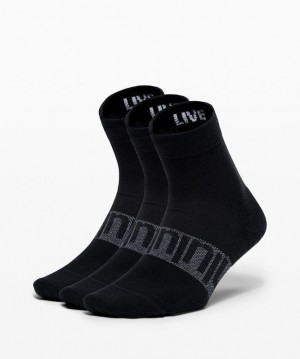 Lululemon Daily Stride Mid Crew Sock 3 Pack Strumpor Accessories Svarta | UCYP-49187
