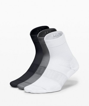 Lululemon Daily Stride Mid Crew Sock 3 Pack Strumpor Accessories Vita Grå Svarta | TENZ-84160