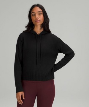 Lululemon Double Knit Sweater Hoodie Hoodie Dam Svarta | ACWE-38964