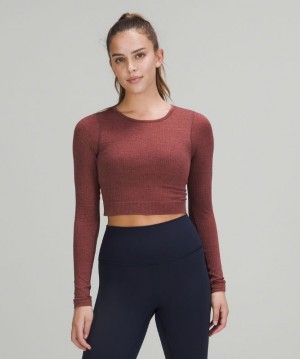 Lululemon Ebb to Street Long Sleeve Shirt Blast Dam Röda | ODEX-91524