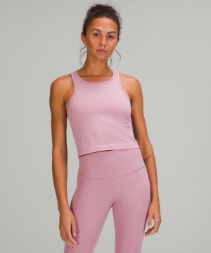 Lululemon Ebb to Street RB Crop Tank Blast Dam Rosa Grå Bruna | RWMA-39482