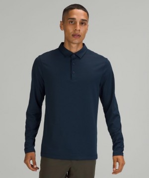 Lululemon Evolution Long Sleeve Polo Shirt Blast Herr Marinblå | RCQD-65937