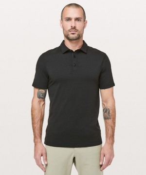 Lululemon Evolution Short Sleeve Polo Shirt Blast Herr Svarta | LXMZ-75912