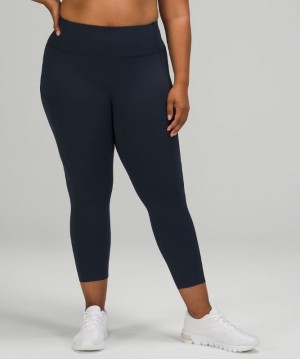 Lululemon Fast and Free HR Crop 23 Non-Reflective Leggings Dam Marinblå | HKCE-35648