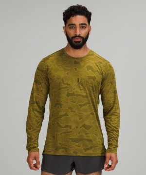 Lululemon Fast and Free LS Blast Herr Camo Guld Gröna | BWFO-18275