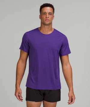 Lululemon Fast and Free Short Sleeve Shirt Breathe Blast Herr Lila | KQMV-51476