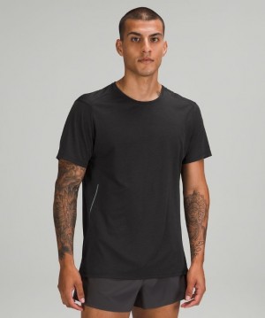 Lululemon Fast and Free Short Sleeve Shirt Recycled Blast Herr Svarta Svarta | BPCR-96140